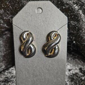 Napier Black Enamel Gold toned Earring